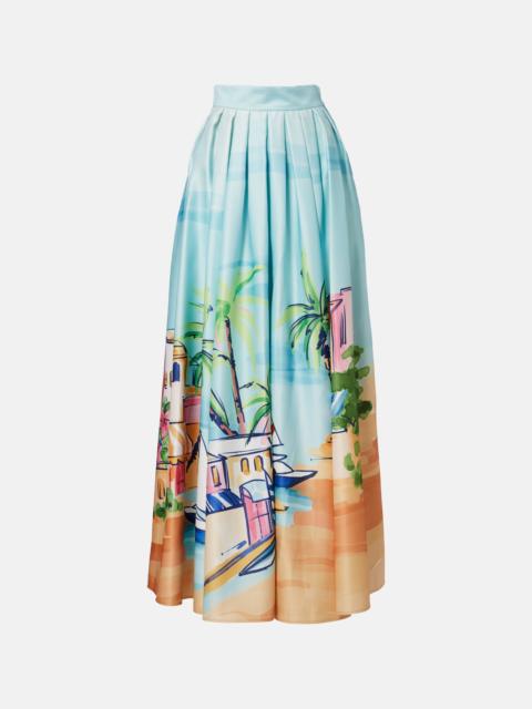 Printed satin maxi skirt