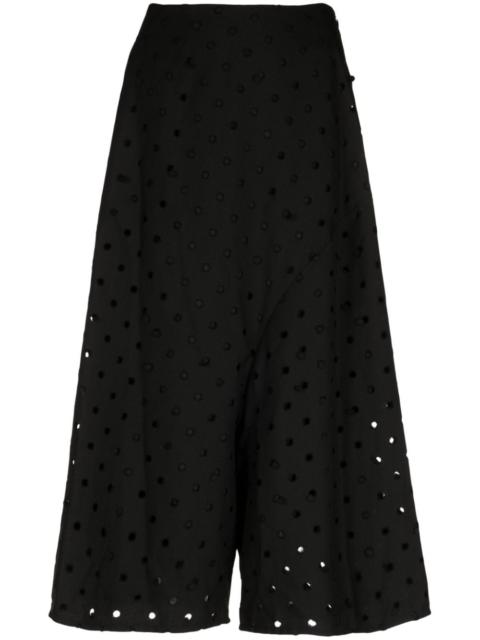 polka dot gabardine cropped trousers