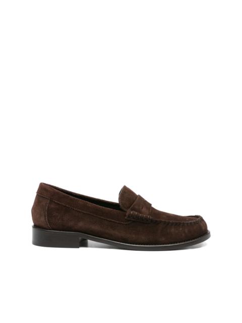penny-strap suede loafers
