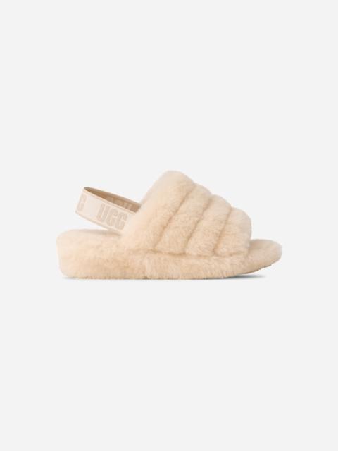 ® Women's Fluff Yeah Slide Sheepskin Slippers in Natural/Sea Salt