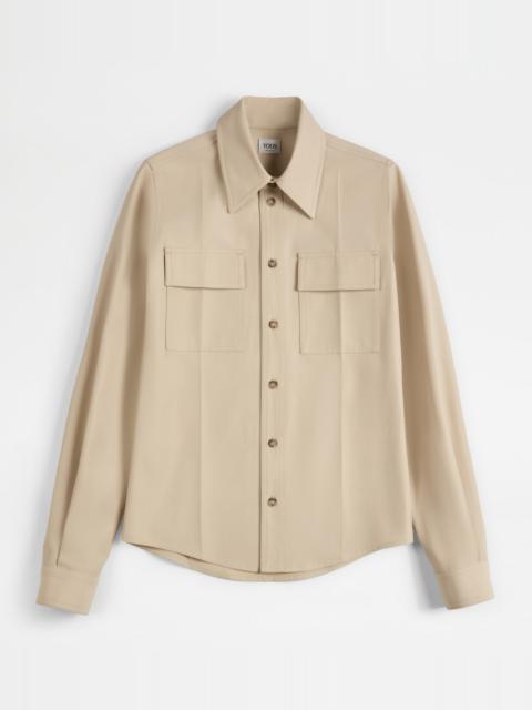 SHIRT IN GABARDINE - BROWN