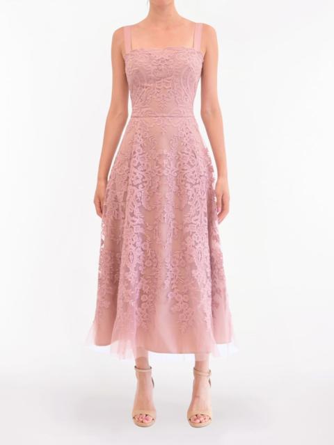 MIRRORED FLORAL MIDI DRESS