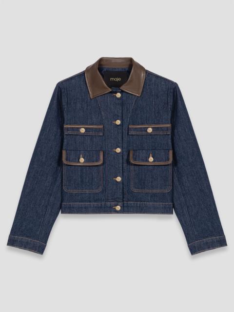 Denim jacket with faux leather