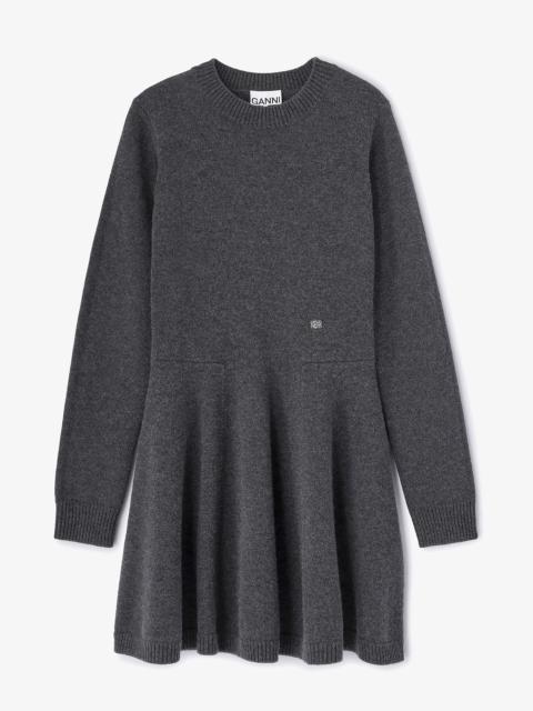 GREY WOOL MINI DRESS