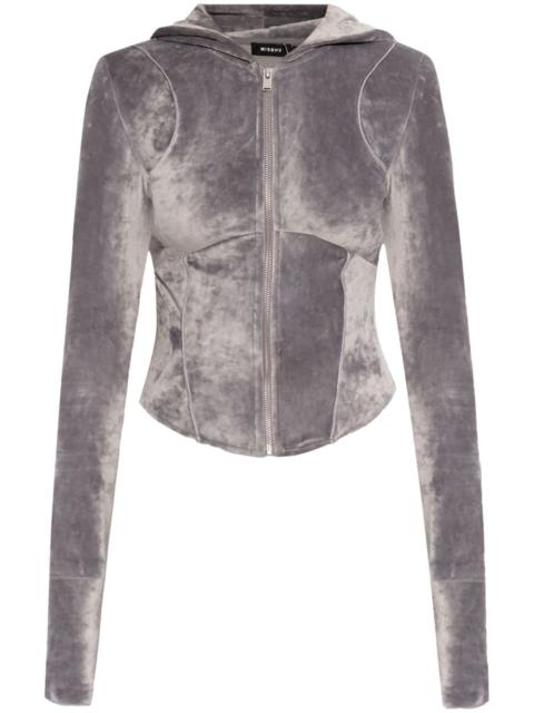 rhinestone-logo cropped hoodie