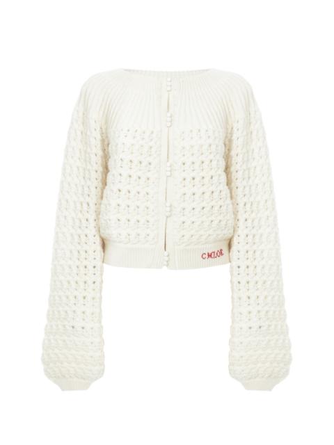 ROUND-NECK CARDIGAN IN A WOOL & CASHMERE KNIT