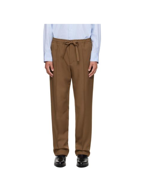 Khaki Techno Drape Gabardine Trousers