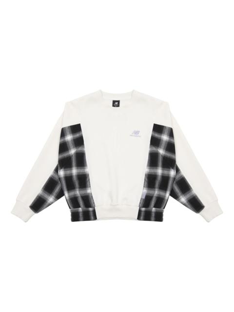 (WMNS) New Balance Casual Colorblock Crew Neck Top 'White Black' AWT13336-IV