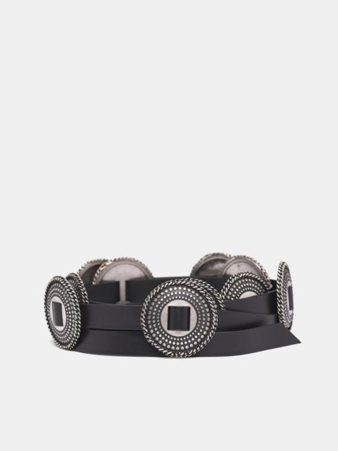 Black Leather Deci Concho Belt