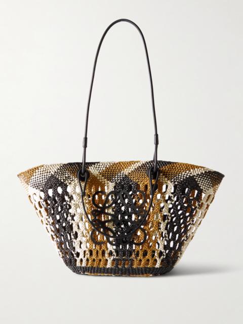 + Paula's Ibiza Anagram Leather-trimmed Woven Palm Tote