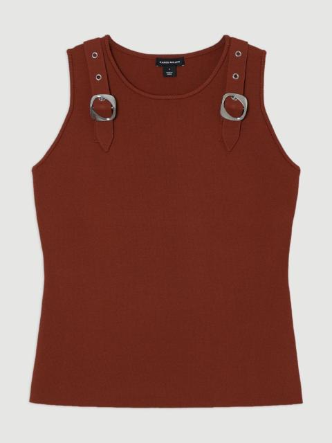 Buckle Trim Knitted Top