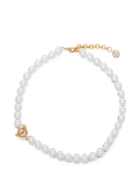 Casablanca Pearl-embellished Logo-pendant Necklace