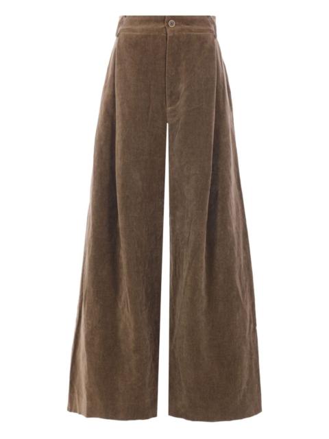 dart-detail velvet trousers