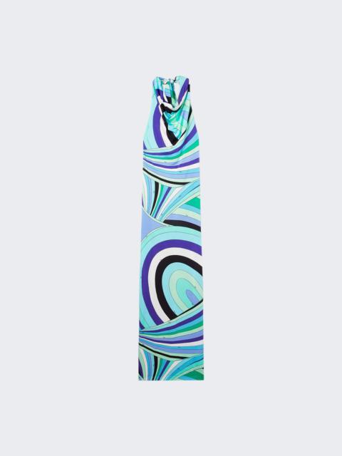 Iride Print Long Dress Verde And Lilla