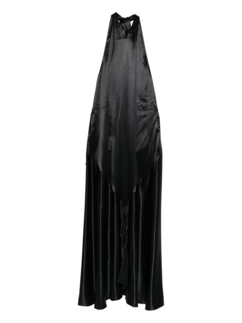 halterneck satin dress