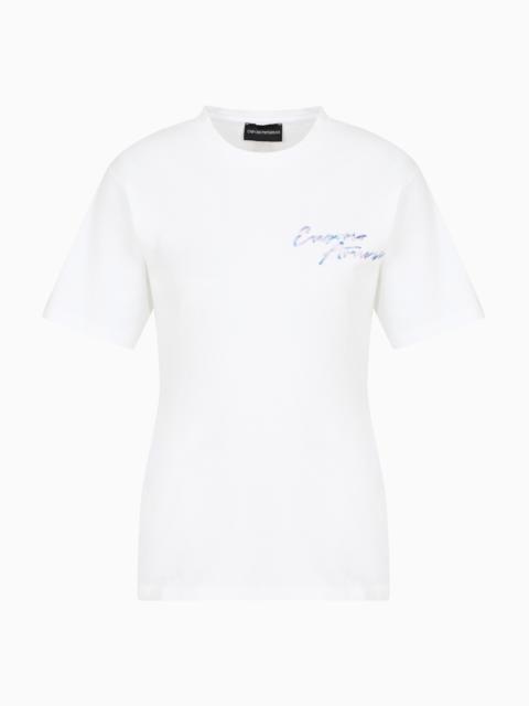 JERSEY T-SHIRT WITH MULTICOLOURED LOGO EMBROIDERY