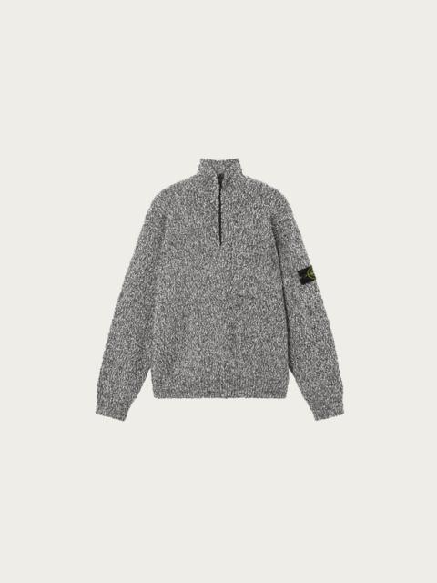 Speckled Cotton Half-Zip Jumper - Black Melange