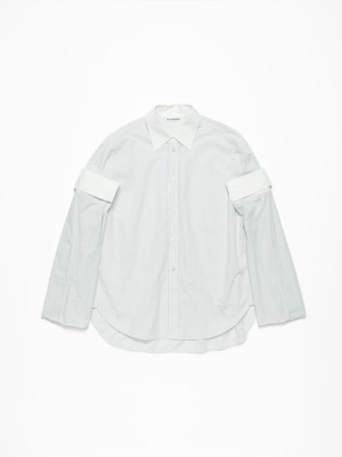 Button-up layered shirt - Olive green/white