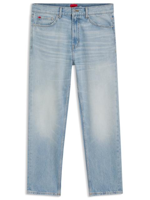 TAPERED-FIT JEANS IN BRIGHT-BLUE DENIM