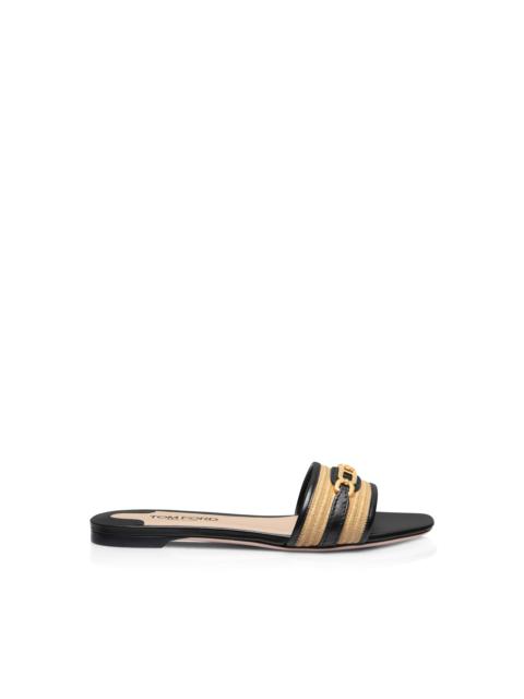 RAFFIA AND LEATHER WHITNEY SLIDE