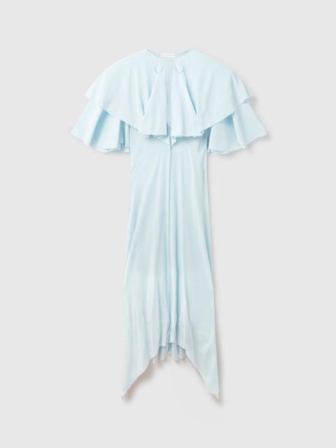 Layered Short-Sleeve Semi-Sheer Midi Dress