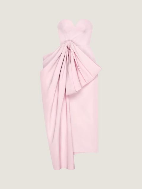 EVENING BUSTIER DRESS IN POLYFAILLE WITH BOW DETAIL