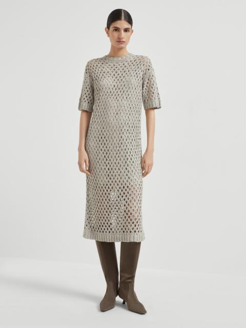 Silk and linen dazzling net knit dress