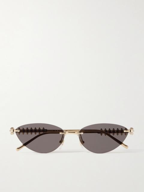 Clash De Cartier Rimless Cat-eye Gold-tone Sunglasses