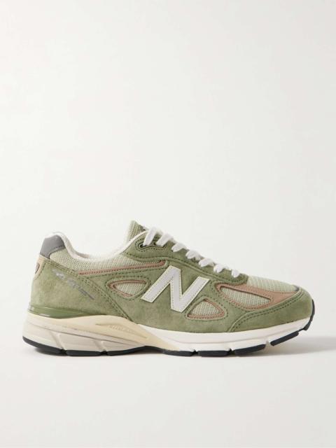 990v4 Leather-Trimmed Suede and Mesh Sneakers
