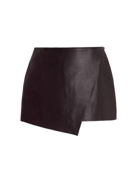 Cleo Leather Mini Wrap Skirt purple
