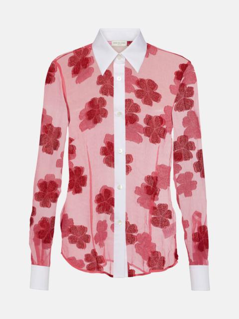 Floral cotton jacquard shirt