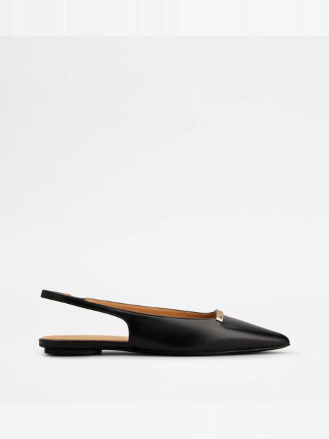 SLINGBACK BALLERINAS IN LEATHER - BLACK