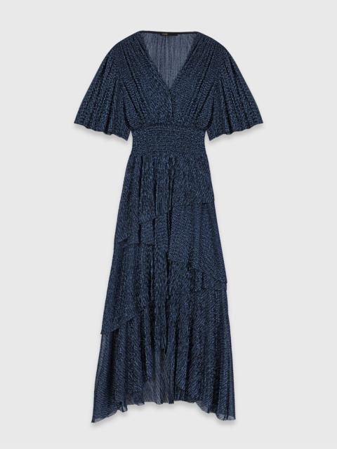 Metallic ruffled midi dress