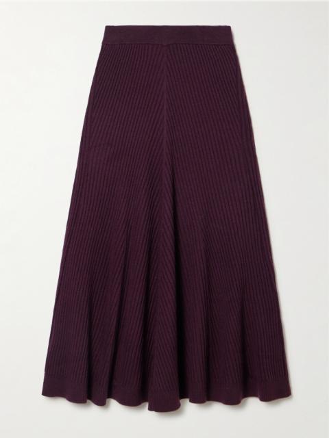 Ribbed Merino Wool Midi Skirt