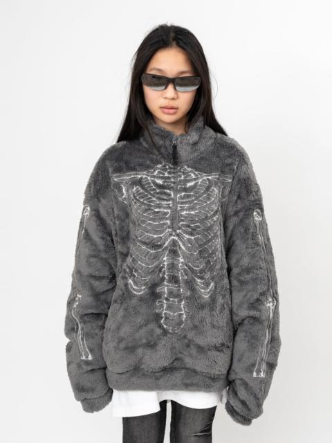 GREY DOUBLET GLOWINTHEDARK SKELTON FLEECEJACKET