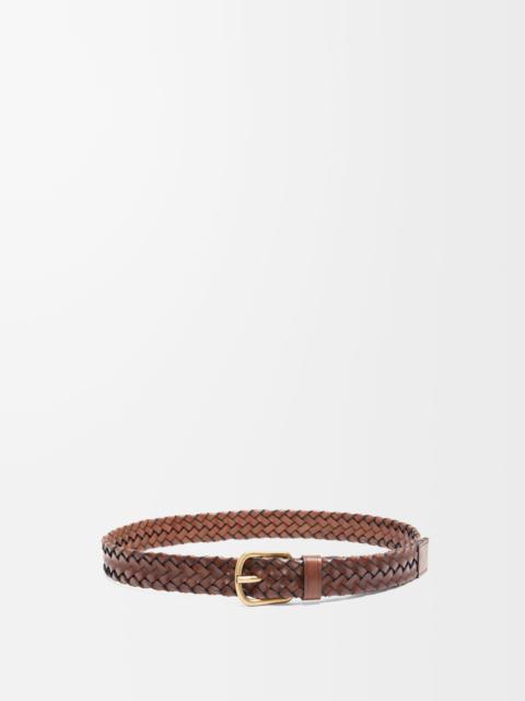 Chunky woven belt in vegetable-tanned calfskin