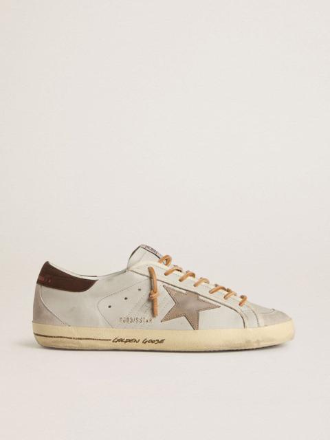 Men's Super-Star with tobacco-colored croc-print leather star and black leather heel tab
