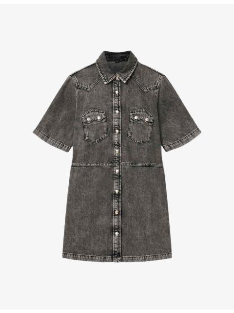 Rock Patch-Pocket Denim Mini Dress