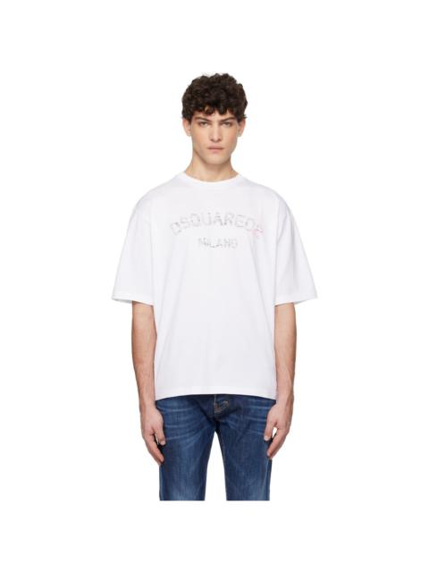 White Loose Fit Faded Logo T-shirt