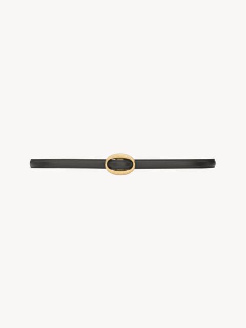 OVAL BUCKLE THIN BELT IN SMOOTH LEATHER
