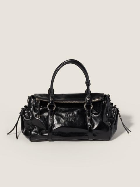 Shiny leather handbag
