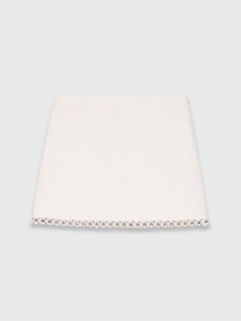 Pearl-trim tweed skirt