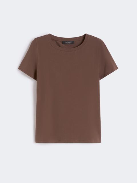 Stretch jersey basic T-shirt - CHOCOLATE