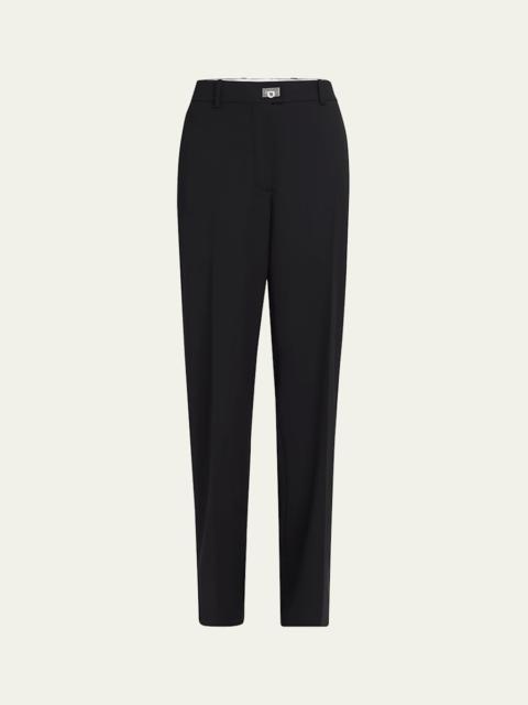 Turn-Lock Crepe Straight-Leg Pants