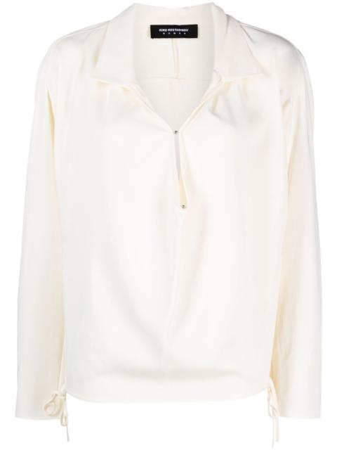 pointed-flat collar blouse