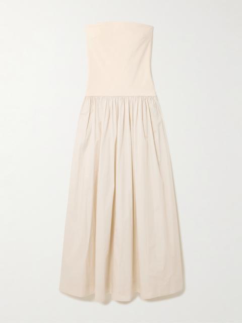 Strapless Stretch-knit And Organic Cotton-poplin Maxi Dress
