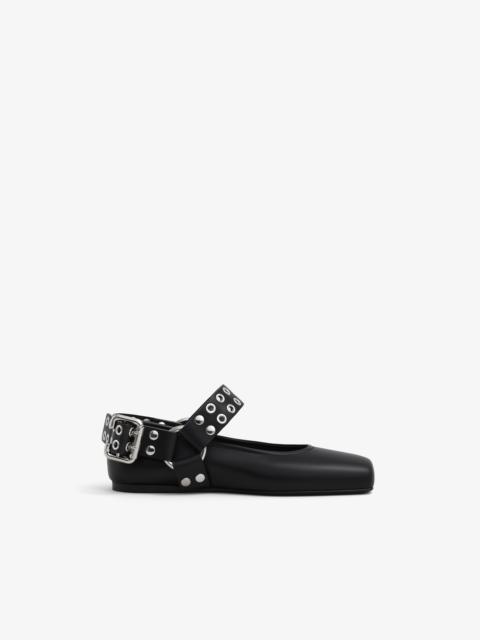 BIKER BALLET FLATS IN CALFSKIN