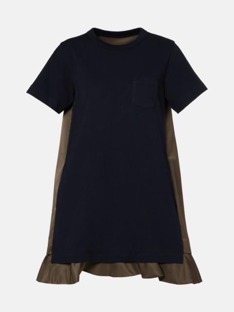 Jersey and twill minidress