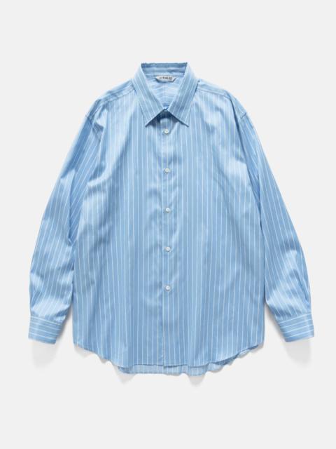 Cotton Silk Stripe Shirt Sax Blue Stripe