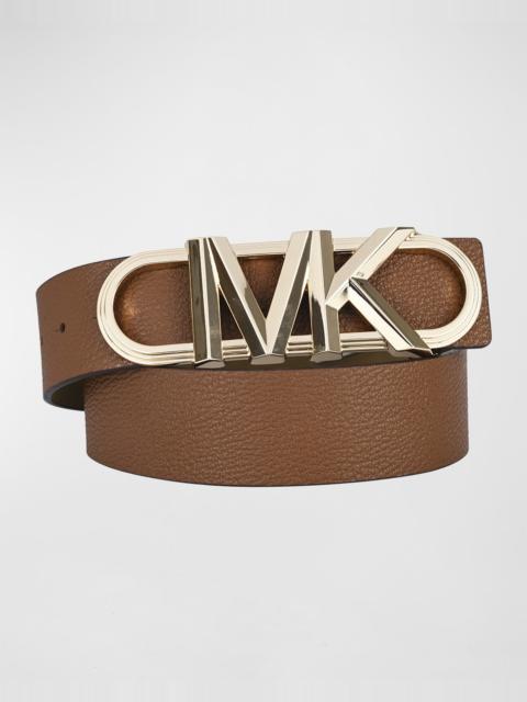 Logo Buckle Leather Waist Belt